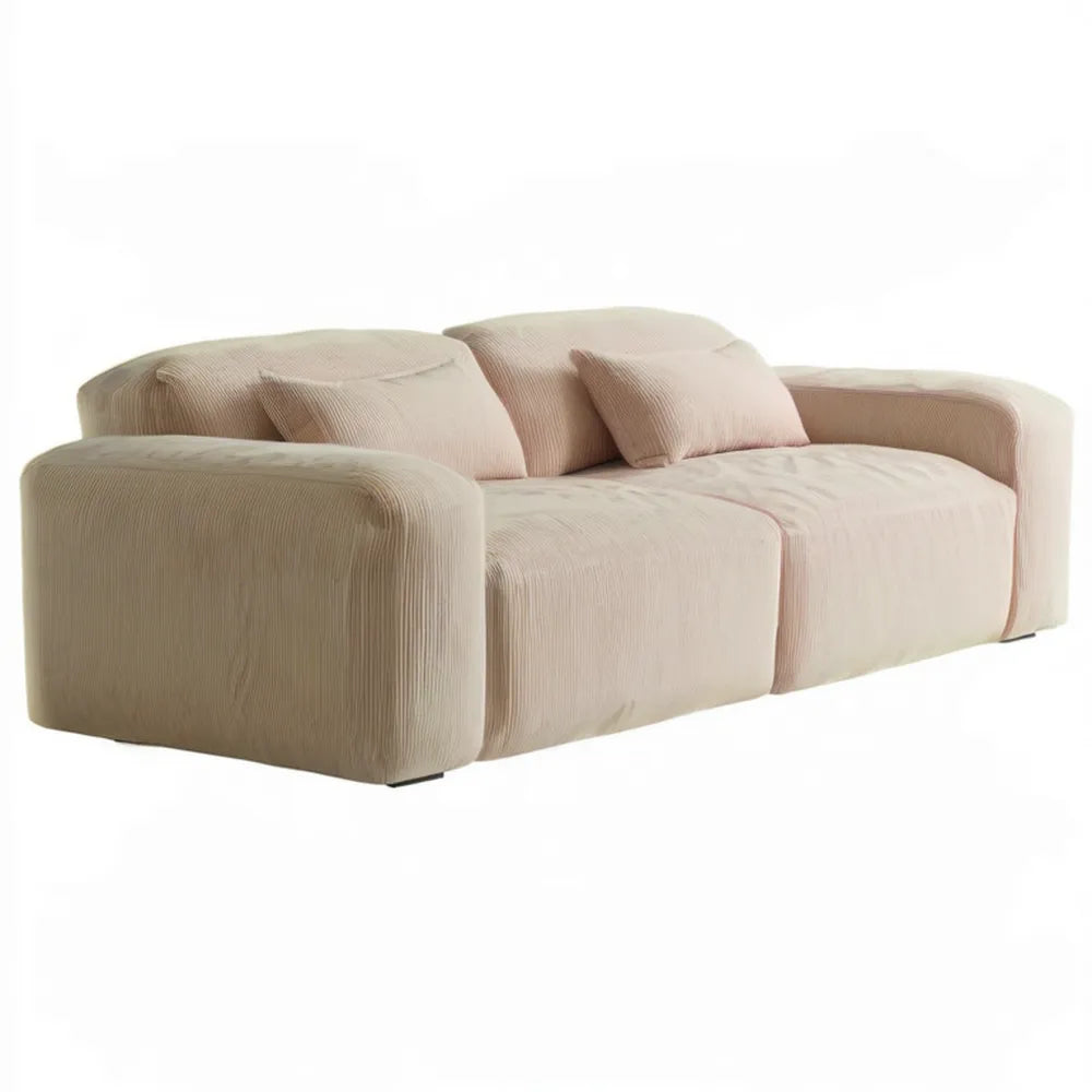 Kremowa sofa 2-osobowa ze sztruksu poliestrowego 180 x 95 x 75 cm