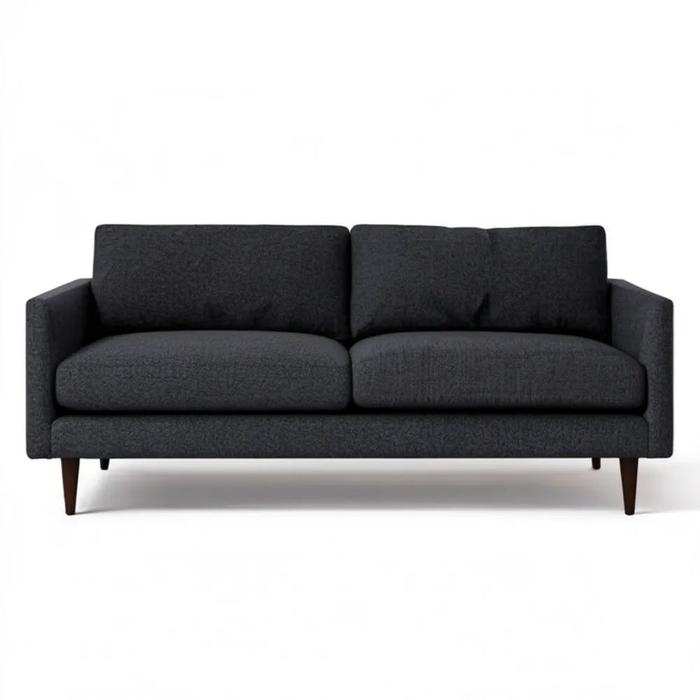 Grafitowa sofa dwuosobowa z brązowymi nogami, 160 x 85 x 82 cm