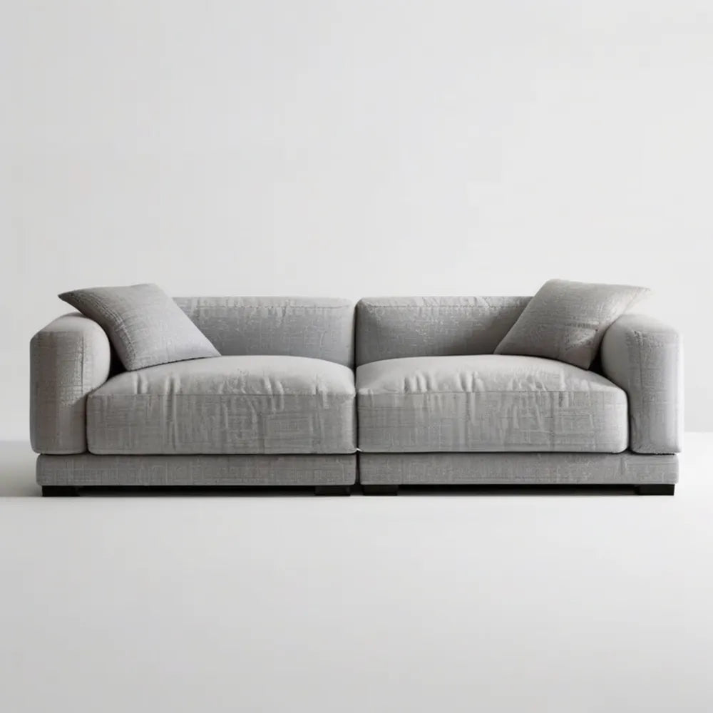 Sofa 2-osobowa jasnoszara z czarnymi nóżkami, 220 × 95 × 85 cm