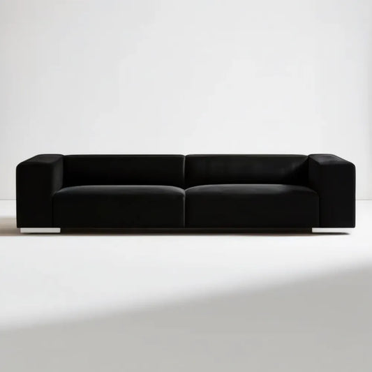 Czarna sofa trzyosobowa z tapicerką PU 240 x 95 x 70 cm