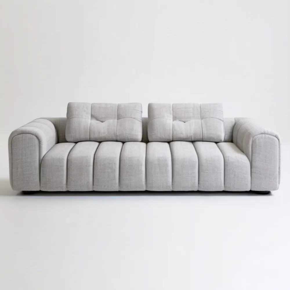 Trzyosobowa sofa tapicerowana z poliestru jasnoszara 220 × 95 × 78 cm