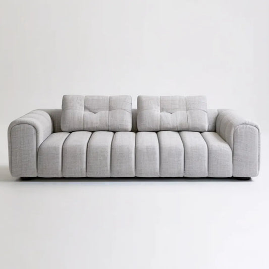 Trzyosobowa sofa tapicerowana z poliestru jasnoszara 220 × 95 × 78 cm