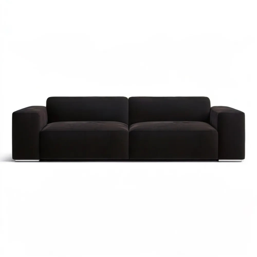 Czarna sofa tapicerowana z poliestru 220 × 90 × 70 cm