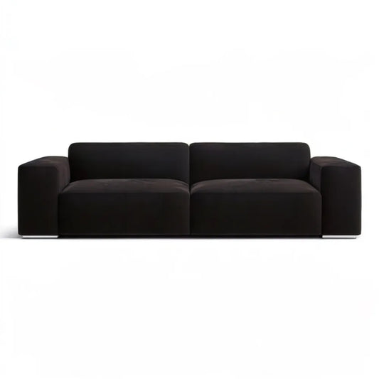 Czarna sofa tapicerowana z poliestru 220 × 90 × 70 cm