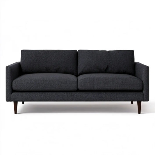 Grafitowa sofa dwuosobowa z brązowymi nogami, 160 x 85 x 82 cm