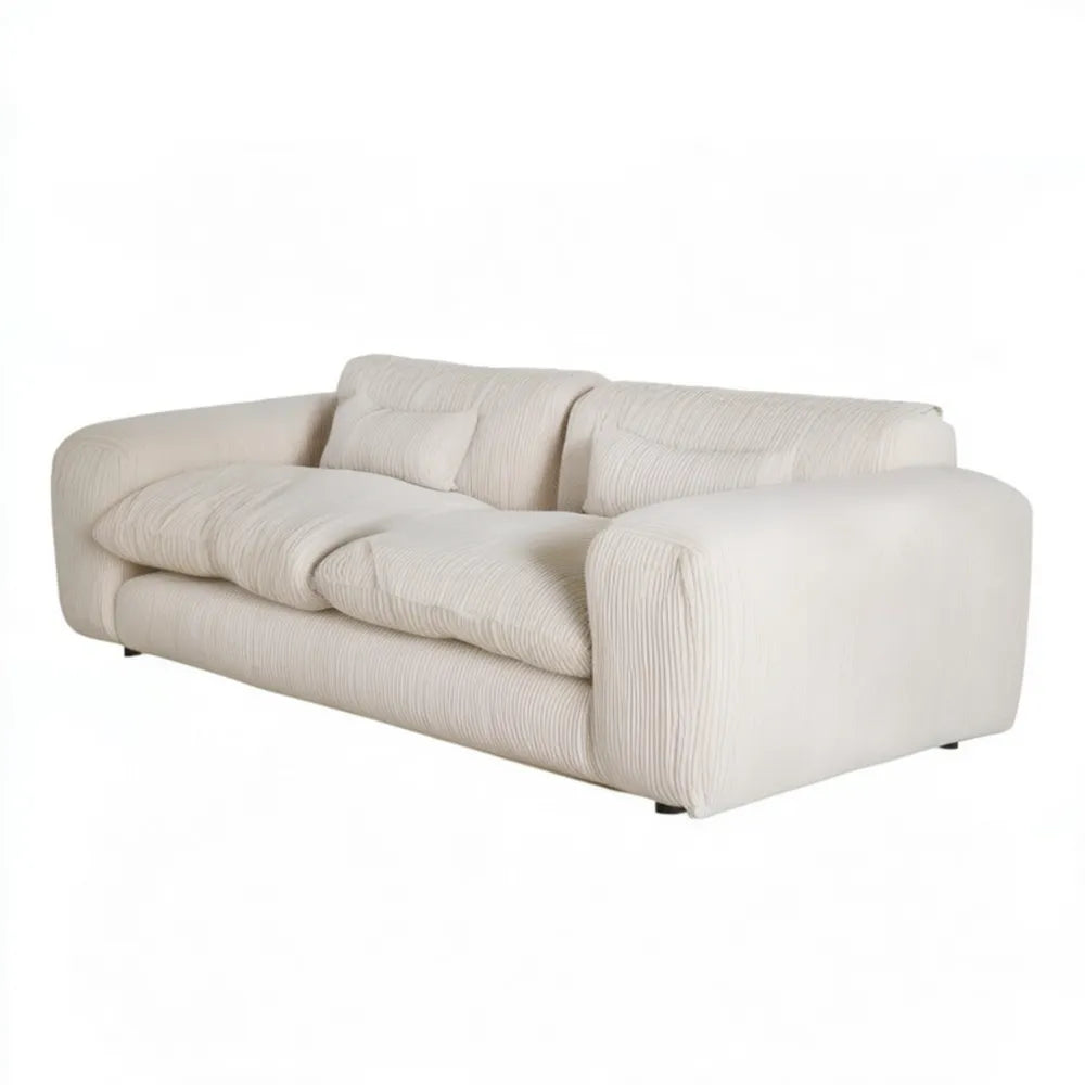 Kremowa sofa dwuosobowa ze sztruksową tapicerką 220 × 100 × 78 cm
