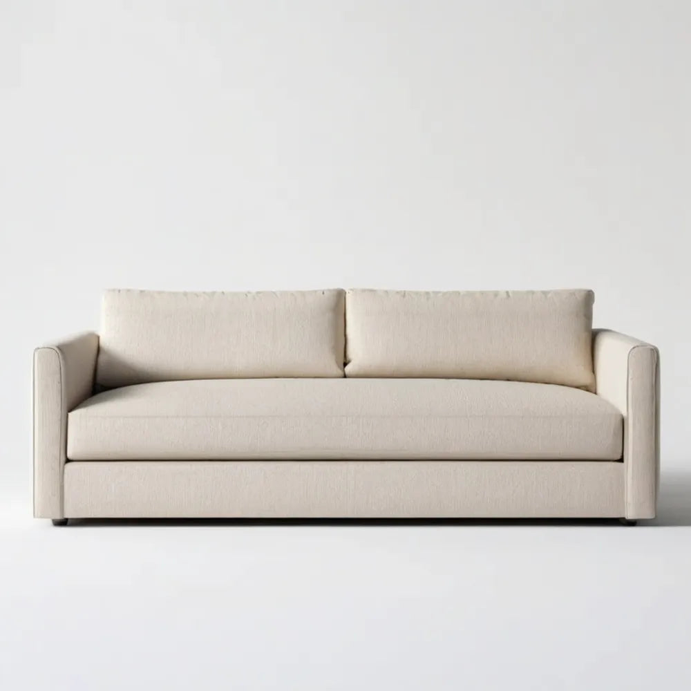 Trzyosobowa sofa kremowa z obiciem z tkaniny poliestrowej 220 x 90 x 82 cm