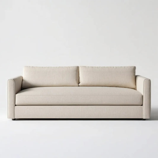 Trzyosobowa sofa kremowa z obiciem z tkaniny poliestrowej 220 x 90 x 82 cm