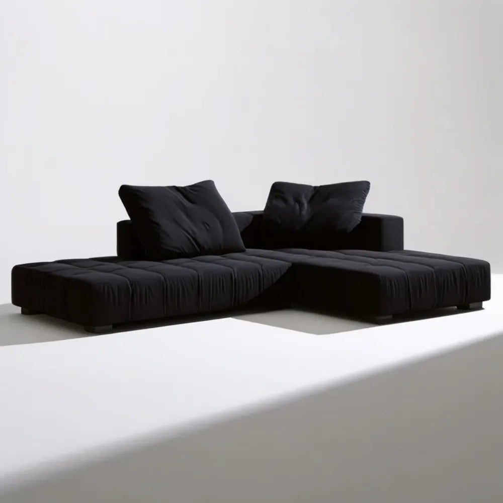 Czarna modułowa sofa narożna w kształcie litery L z lewostronnym szezlongiem, 300 x 170 x 72 cm