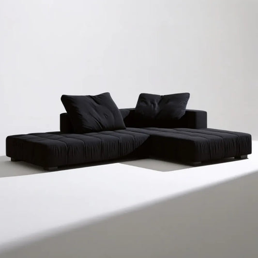 Czarna modułowa sofa narożna w kształcie litery L z lewostronnym szezlongiem, 300 x 170 x 72 cm