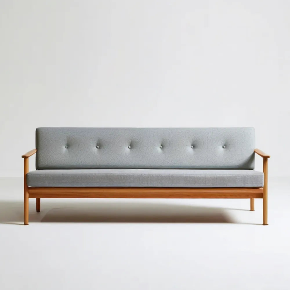 Sofa 3-osobowa z litego drewna, szara, 180 x 75 x 78 cm