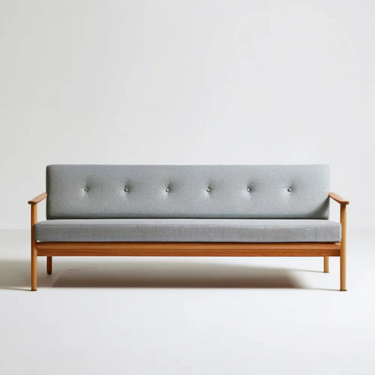 Sofa 3-osobowa z litego drewna, szara, 180 x 75 x 78 cm